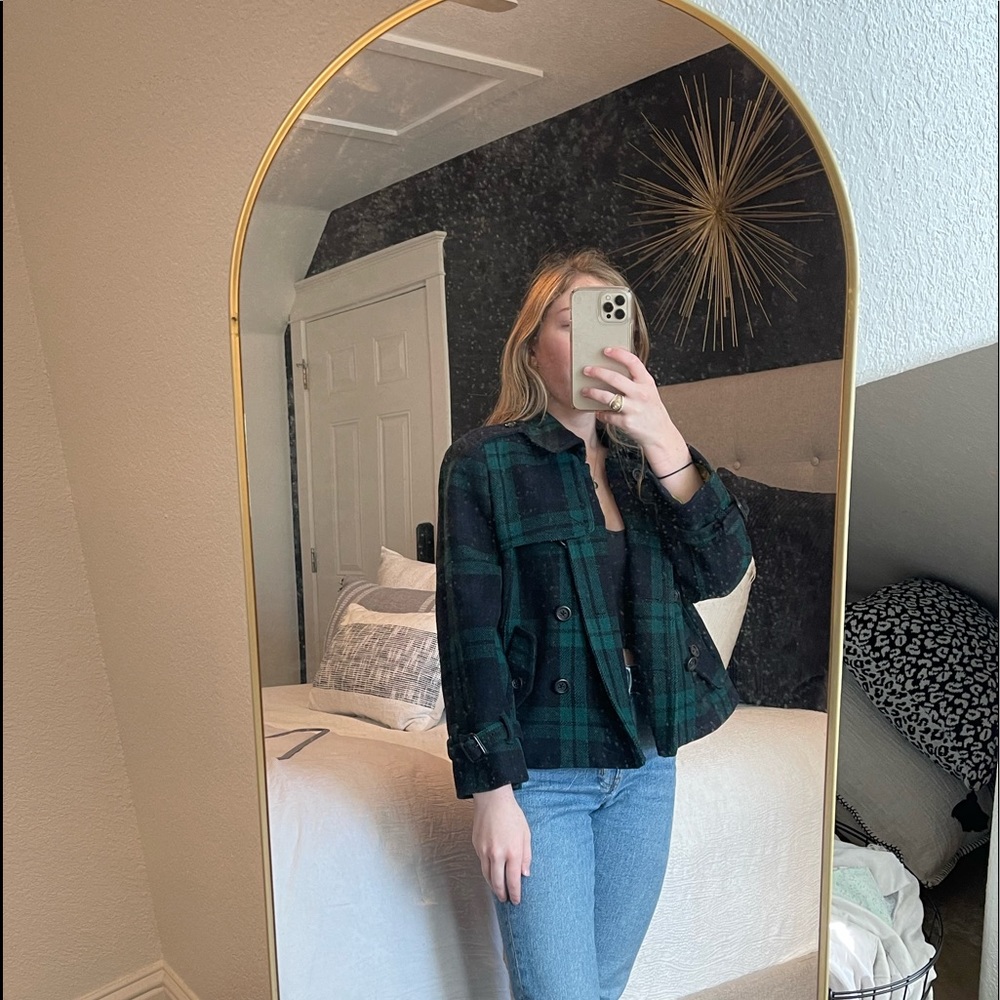 Blue and green plaid J Crew Jacket